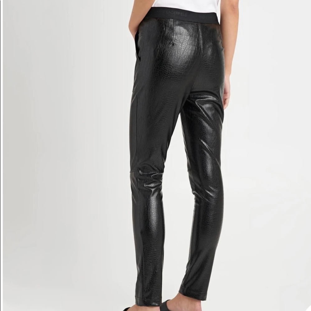 Karl Lagerfeld Paris Croc Vegan Leather Black Women’s Pants Size Large NWT - Picture 6 of 16